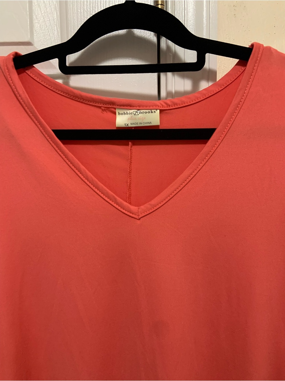 Bobbie Brooks Coral V-Neck Short Sleeve Top